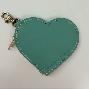 Portland Leather Goods Teal Heart Pouch Zipper Coinpurse Changepurse